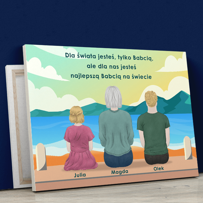 Najlepsza babcia - druk na płótnie, spersonalizowany prezent dla babci - idamell.com