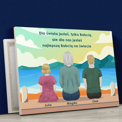 Najlepsza babcia - druk na płótnie, spersonalizowany prezent dla babci - idamell.com