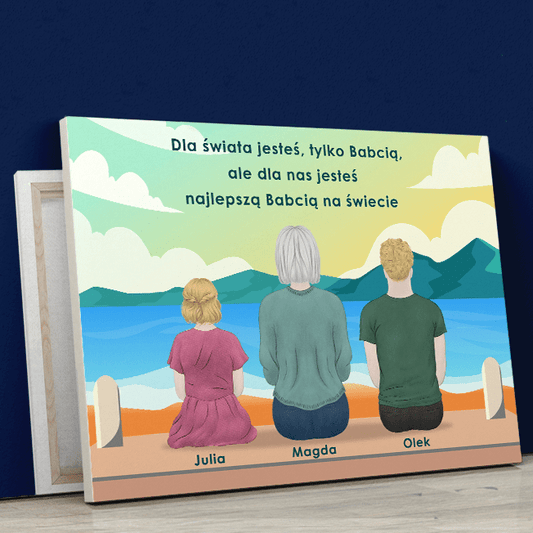 Najlepsza babcia - druk na płótnie, spersonalizowany prezent dla babci - idamell.com