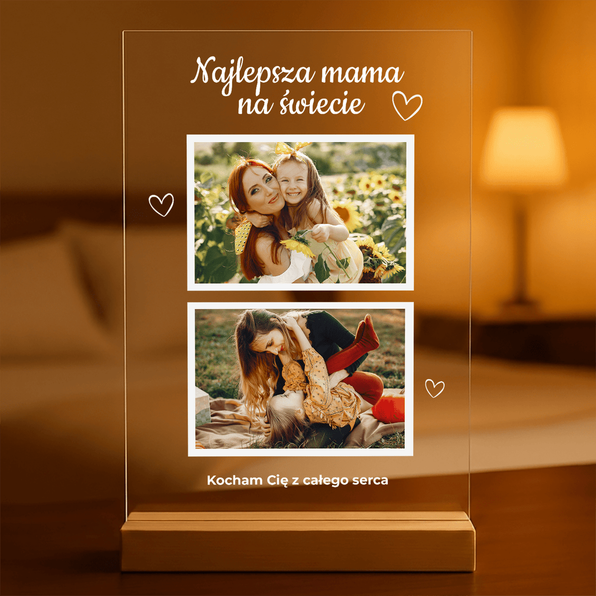 Najlepsza mama na świecie 2 zdjęcia - Druk na szkle, spersonalizowany prezent dla mamy - idamell.com