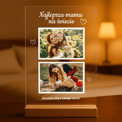 Najlepsza mama na świecie 2 zdjęcia - Druk na szkle, spersonalizowany prezent dla mamy - idamell.com