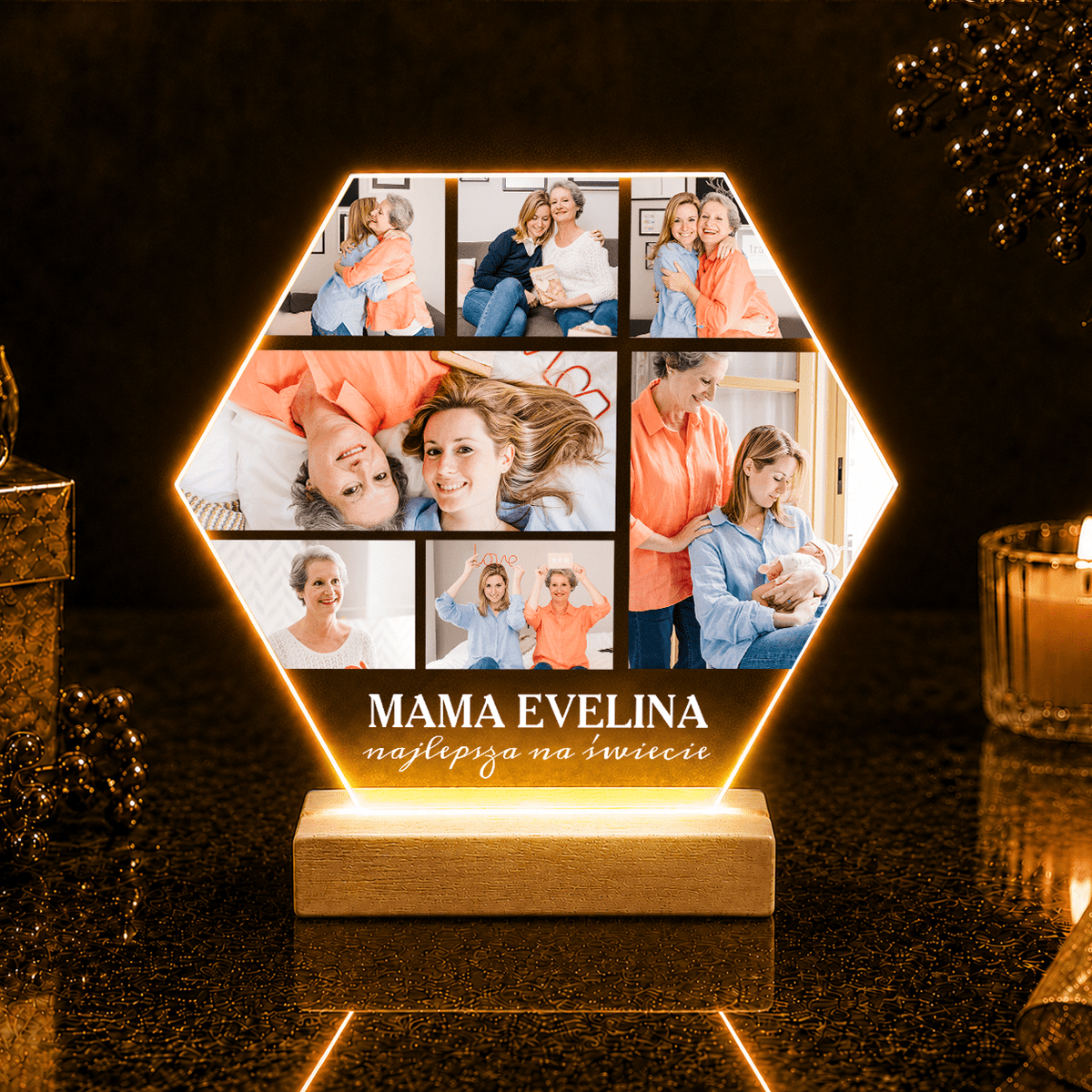 Najlepsza mama na tym świecie - Druk na szkle, spersonalizowany prezent dla mamy - idamell.com