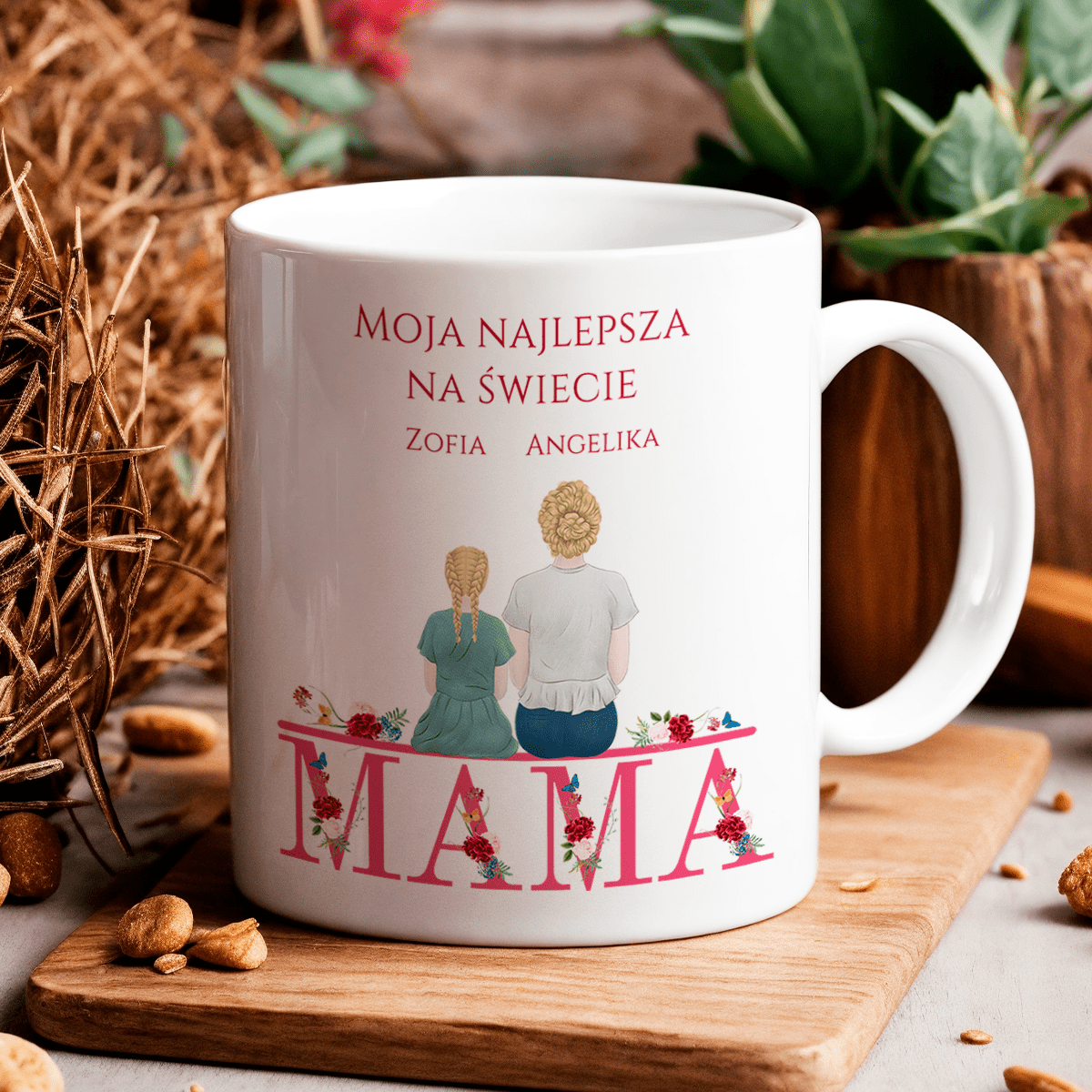Najlepsza na świecie - 1x Kubek z nadrukiem, spersonalizowany prezent dla mamy - idamell.com