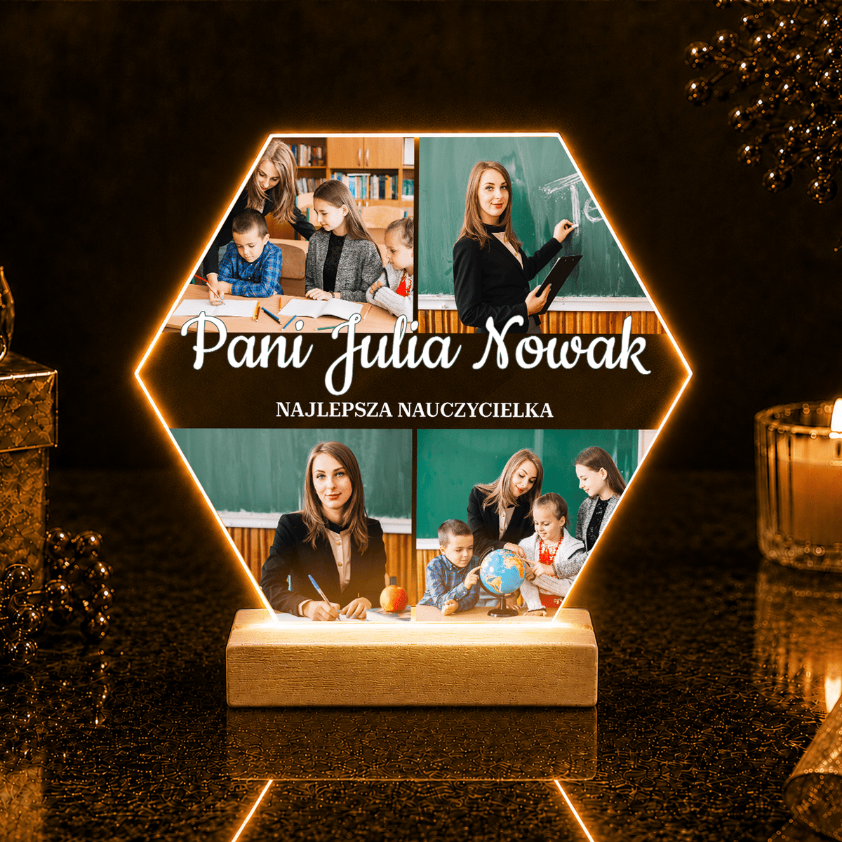 Najlepsza nauczycielka 4 zdjęcia - Druk na szkle, spersonalizowany prezent dla nauczycielki - idamell.com
