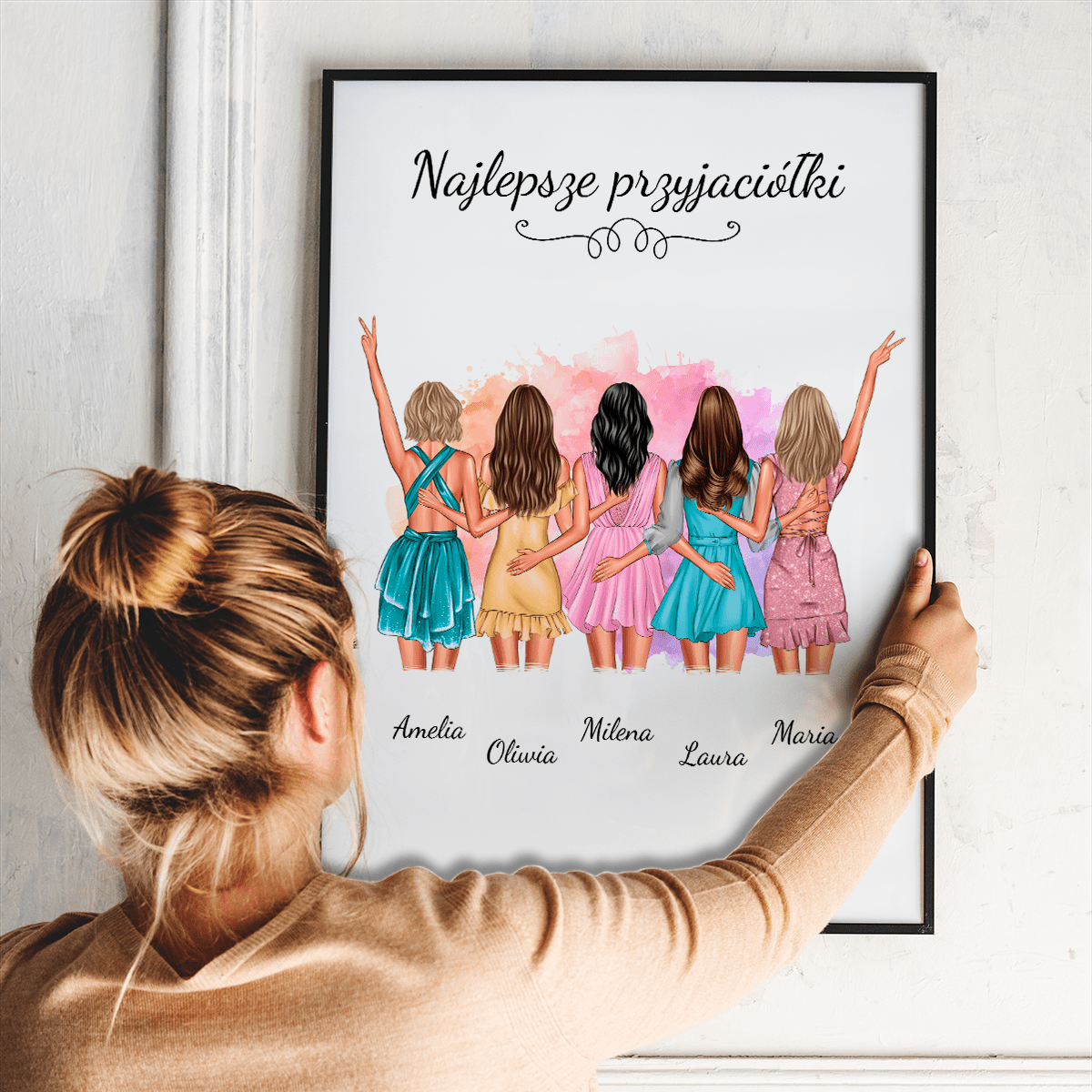 Najlepsze przyjaciółki grafika - plakat, spersonalizowany prezent dla przyjaciółki - idamell.com