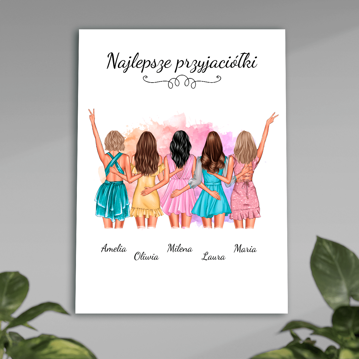 Najlepsze przyjaciółki grafika - plakat, spersonalizowany prezent dla przyjaciółki - idamell.com