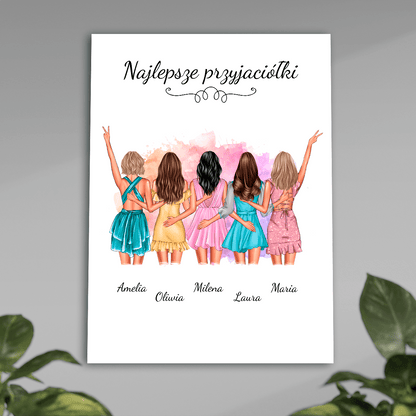 Najlepsze przyjaciółki grafika - plakat, spersonalizowany prezent dla przyjaciółki - idamell.com