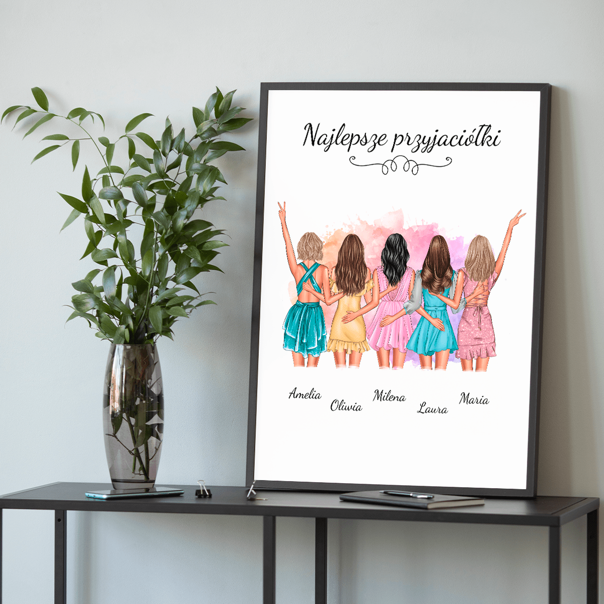 Najlepsze przyjaciółki grafika - plakat, spersonalizowany prezent dla przyjaciółki - idamell.com