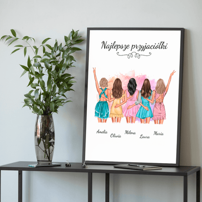 Najlepsze przyjaciółki grafika - plakat, spersonalizowany prezent dla przyjaciółki - idamell.com