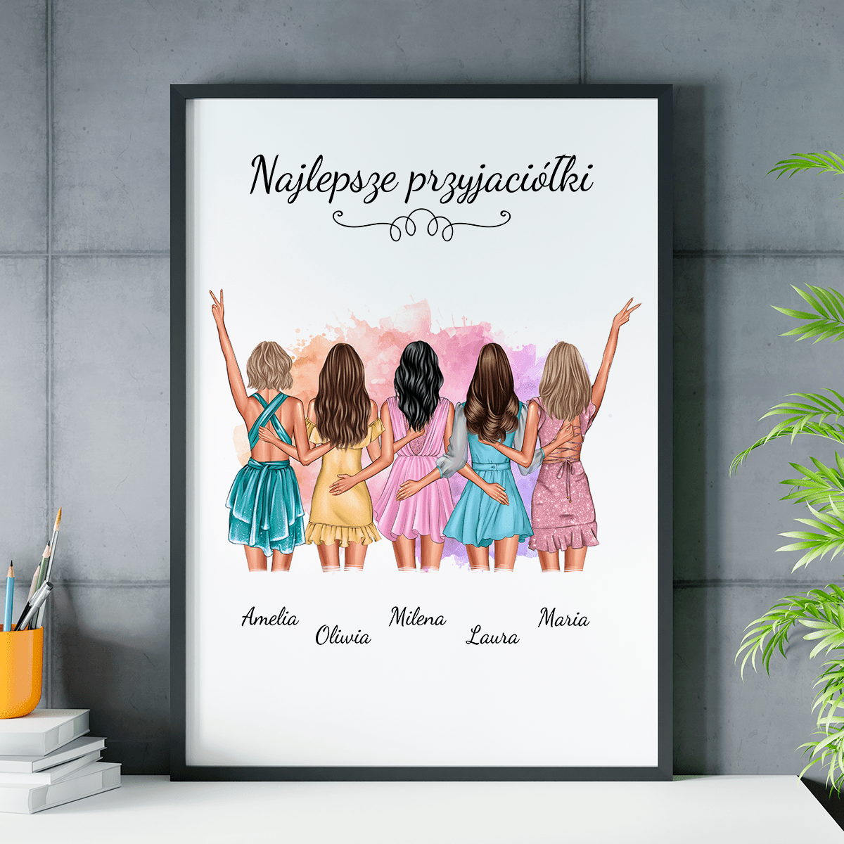 Najlepsze przyjaciółki grafika - plakat, spersonalizowany prezent dla przyjaciółki - idamell.com