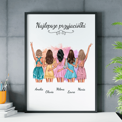 Najlepsze przyjaciółki grafika - plakat, spersonalizowany prezent dla przyjaciółki - idamell.com