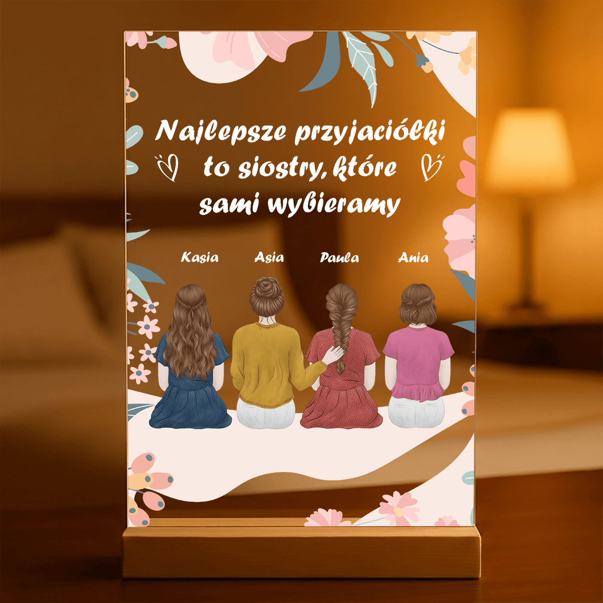Najlepsze przyjaciółki to siostry - Druk na szkle, spersonalizowany prezent dla siostry - idamell.com