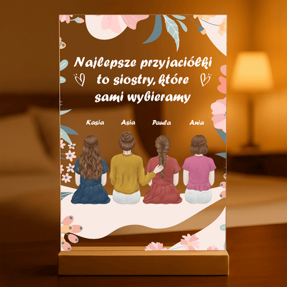 Najlepsze przyjaciółki to siostry - Druk na szkle, spersonalizowany prezent dla siostry - idamell.com