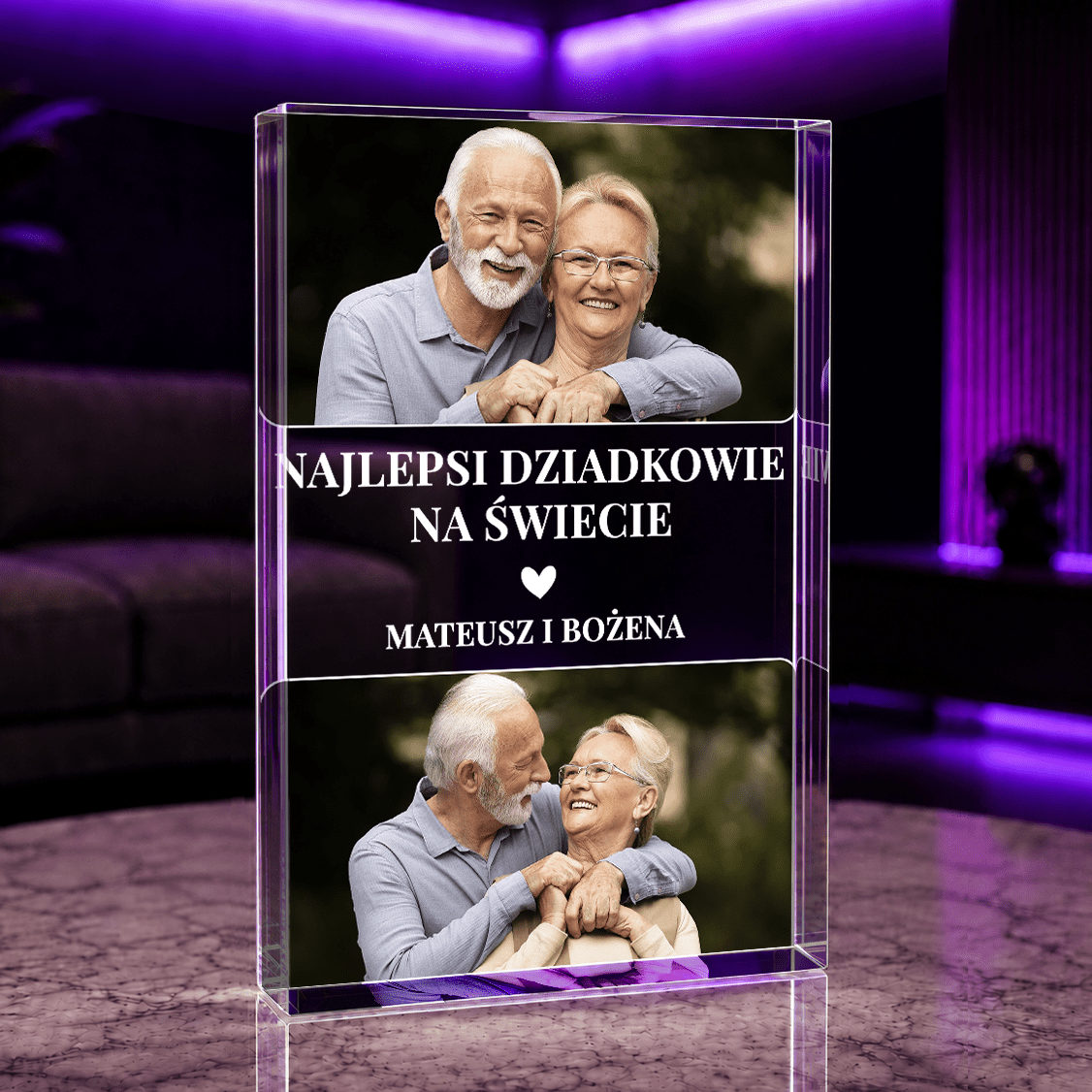 Najlepsze życzenia dla dziadków - Druk na szkle, spersonalizowany prezent dla dziadków - idamell.com