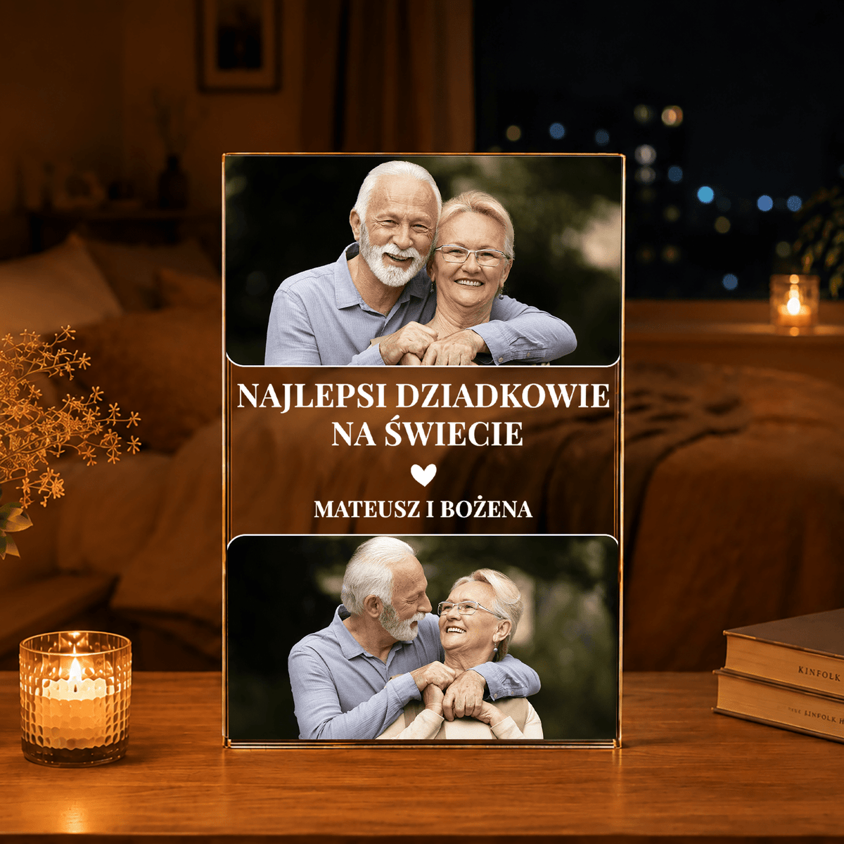 Najlepsze życzenia dla dziadków - Druk na szkle, spersonalizowany prezent dla dziadków - idamell.com