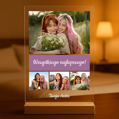Najlepsze życzenia od przyjaciółki - Druk na szkle, spersonalizowany prezent dla przyjaciółki - idamell.com