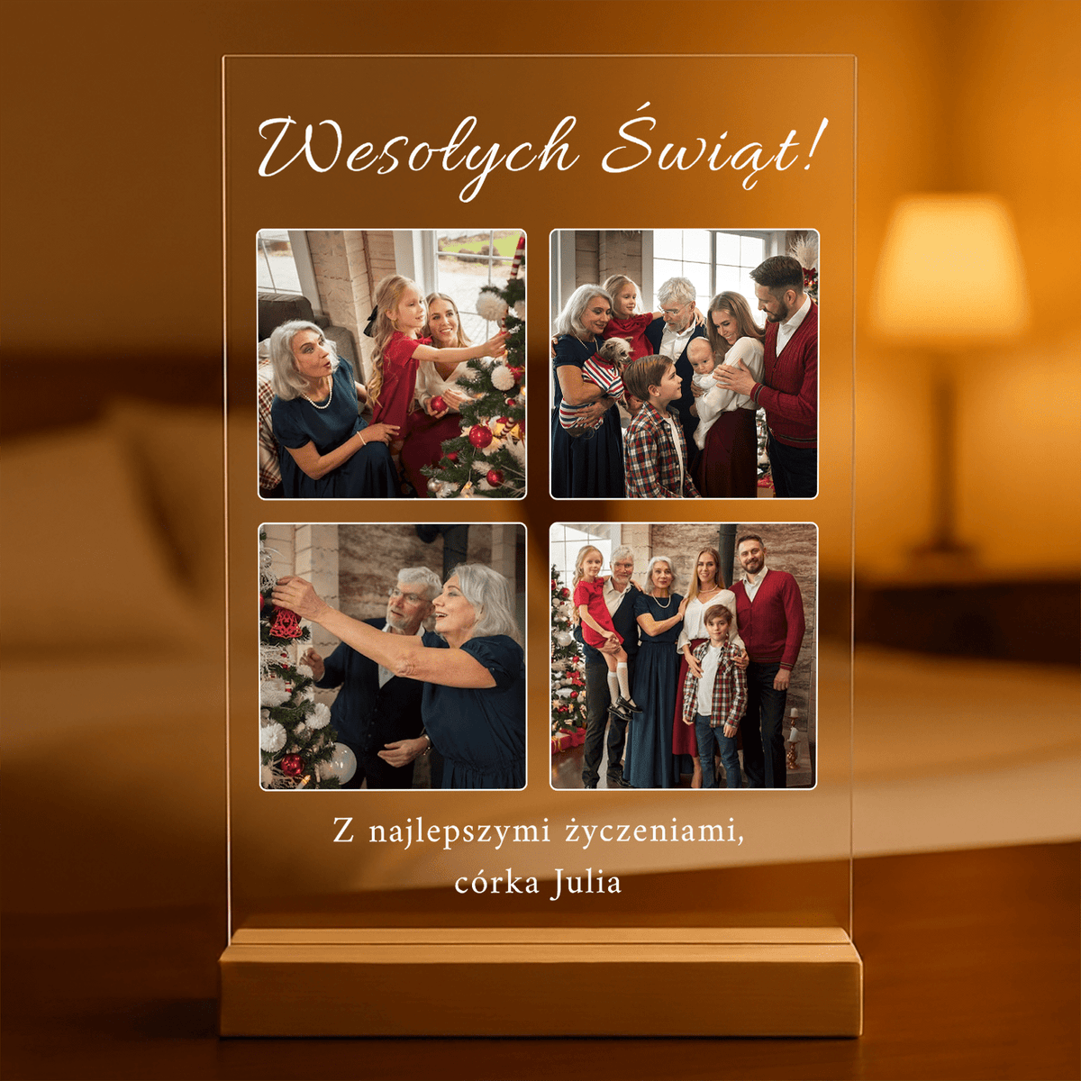 Najlepsze życzenia świąteczne - Druk na szkle, spersonalizowany prezent dla rodziców - idamell.com