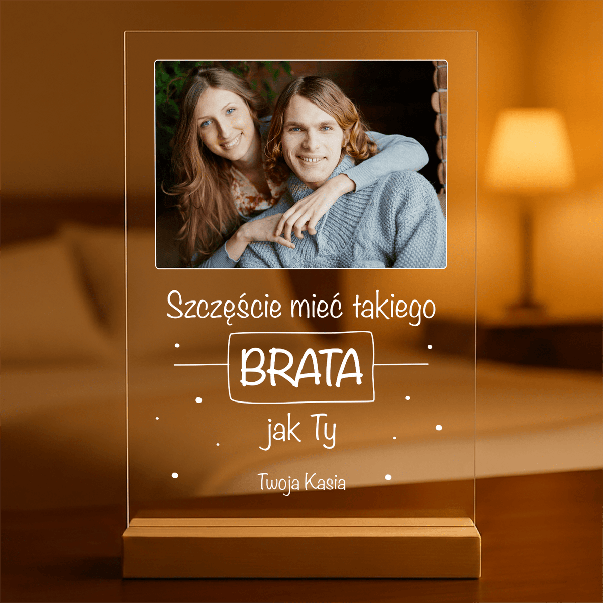 Najlepszy brat zdjęcie + tekst - Druk na szkle, spersonalizowany prezent dla brata - idamell.com