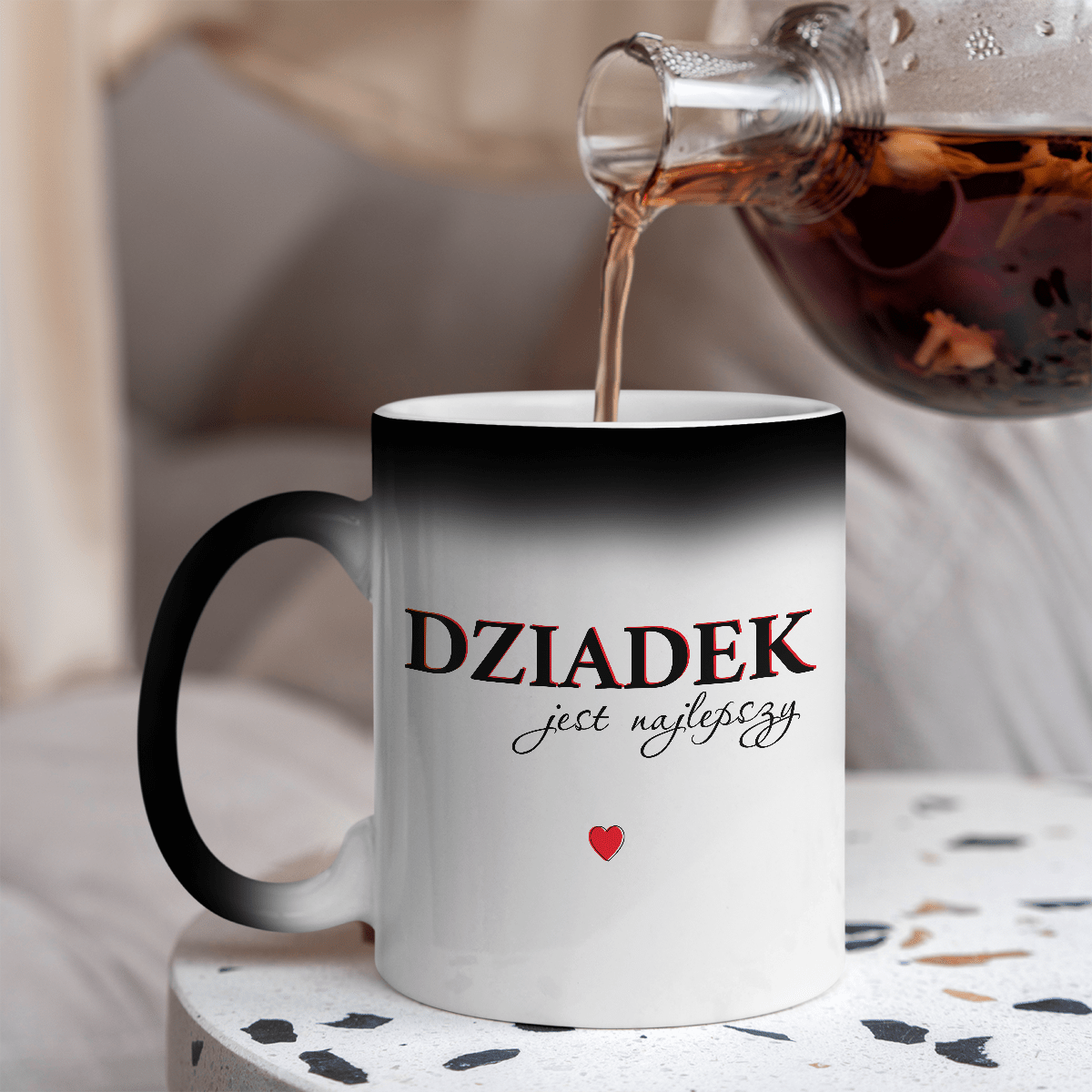 Najlepszy dziadek - 1x Kubek magiczny z nadrukiem, spersonalizowany prezent dla dziadka - idamell.com