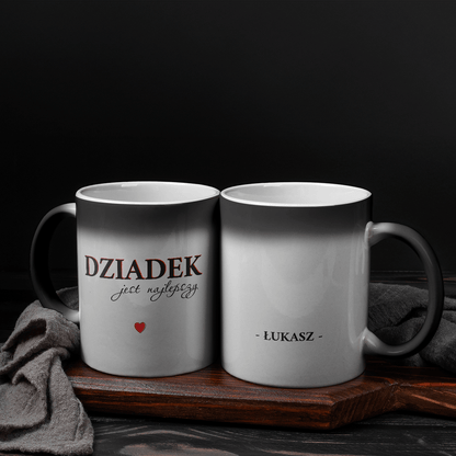 Najlepszy dziadek - 1x Kubek magiczny z nadrukiem, spersonalizowany prezent dla dziadka - idamell.com