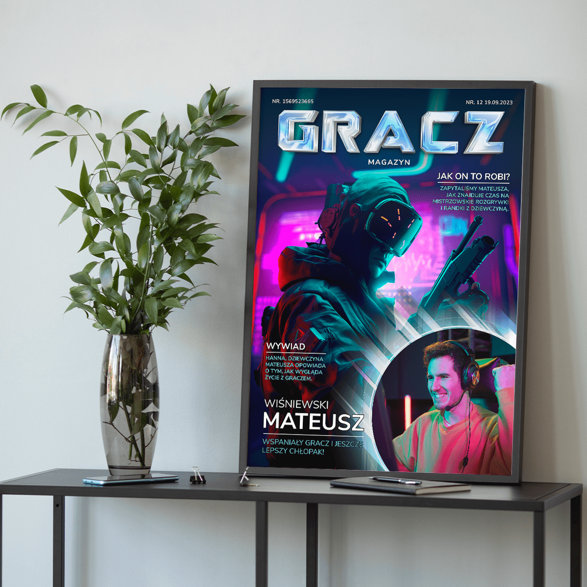 Najlepszy gracz - plakat, spersonalizowany prezent dla chłopaka - idamell.com