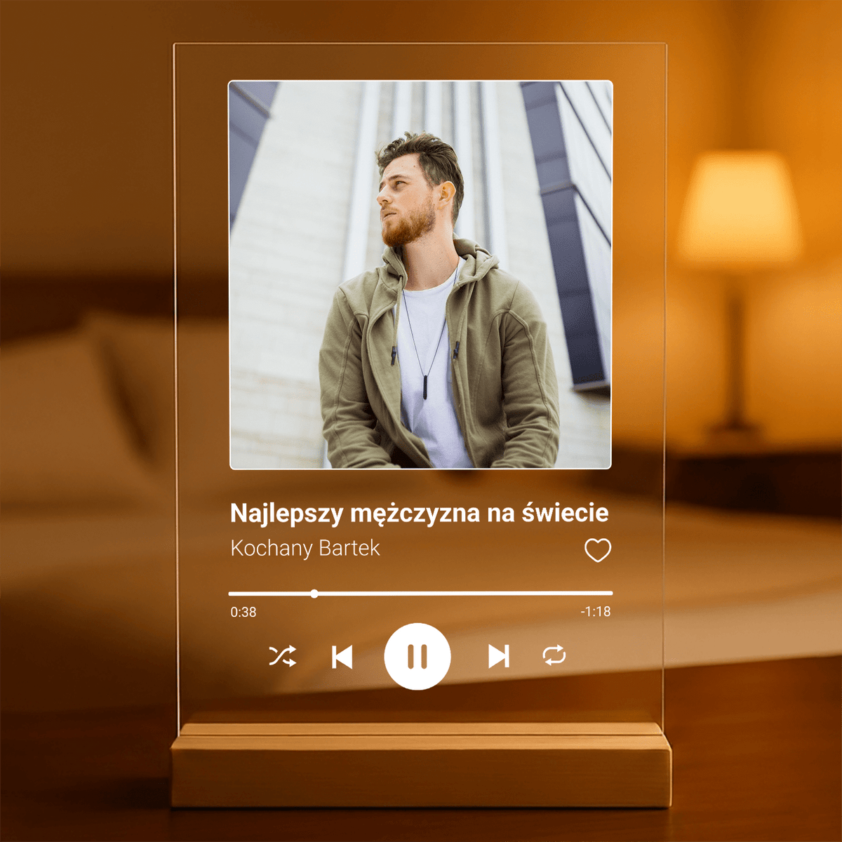 Najlepszy mężczyzna na świecie - Druk na szkle, spersonalizowany prezent dla niego - idamell.com