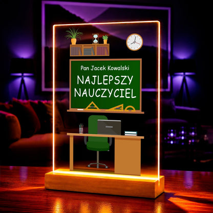Najlepszy nauczyciel - Druk na szkle, spersonalizowany prezent dla nauczyciela - idamell.com