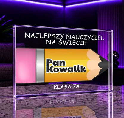 Najlepszy nauczyciel ołówek - Druk na szkle, spersonalizowany prezent dla nauczyciela - idamell.com