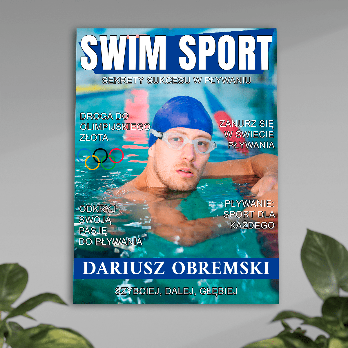 Najlepszy pływak - plakat, spersonalizowany prezent dla niego - idamell.com