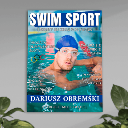 Najlepszy pływak - plakat, spersonalizowany prezent dla niego - idamell.com