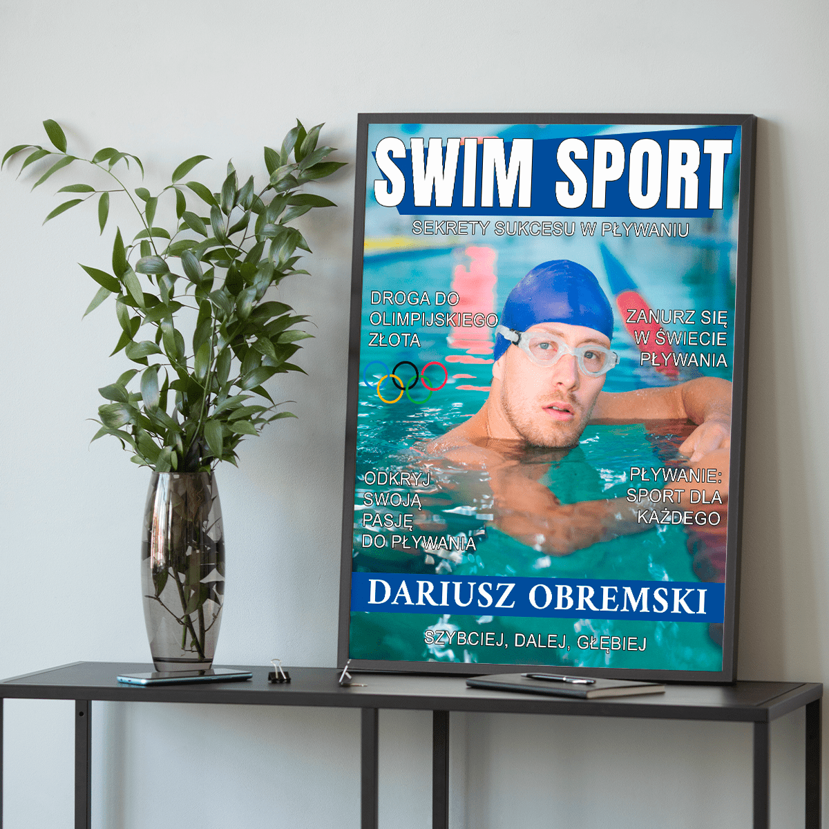 Najlepszy pływak - plakat, spersonalizowany prezent dla niego - idamell.com