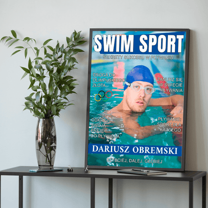 Najlepszy pływak - plakat, spersonalizowany prezent dla niego - idamell.com