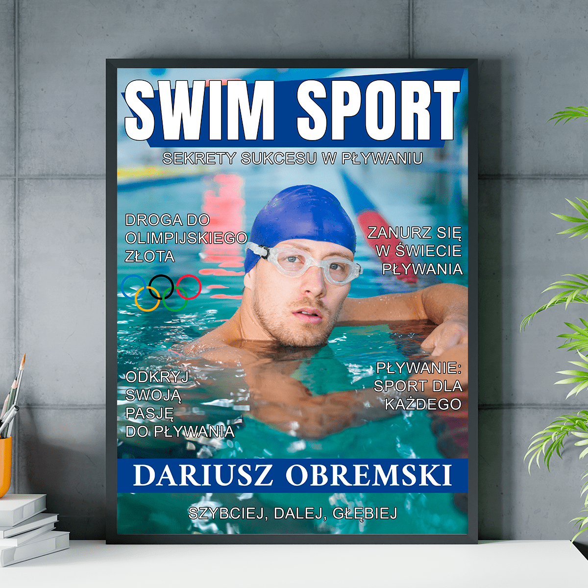 Najlepszy pływak - plakat, spersonalizowany prezent dla niego - idamell.com
