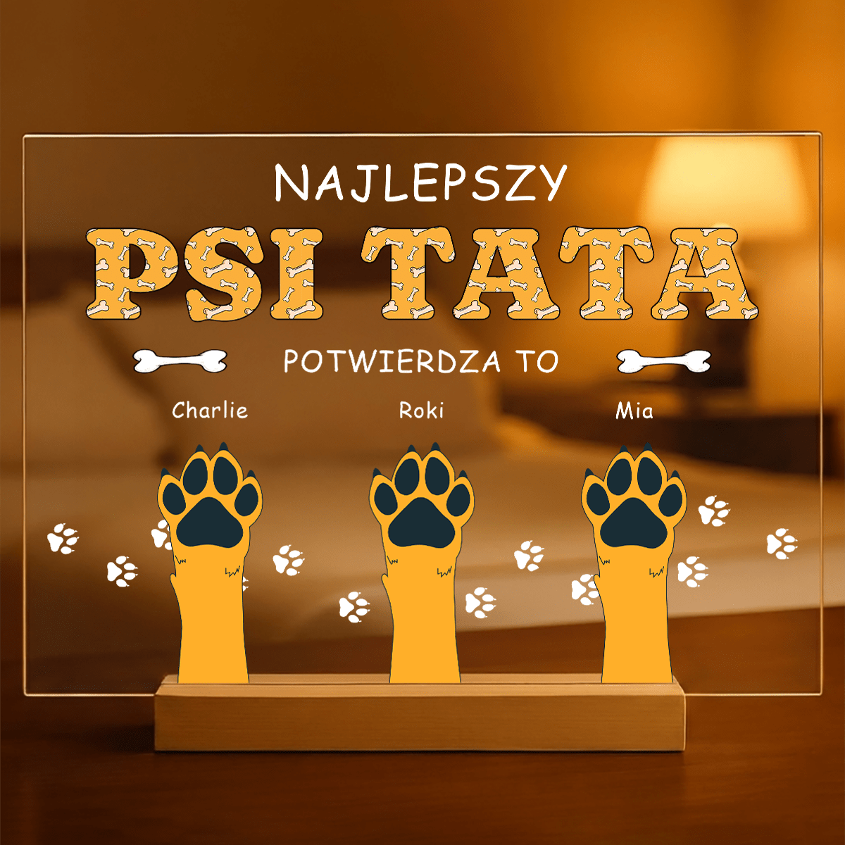 Najlepszy psi tata - Druk na szkle, spersonalizowany prezent dla miłośnika psów - idamell.com