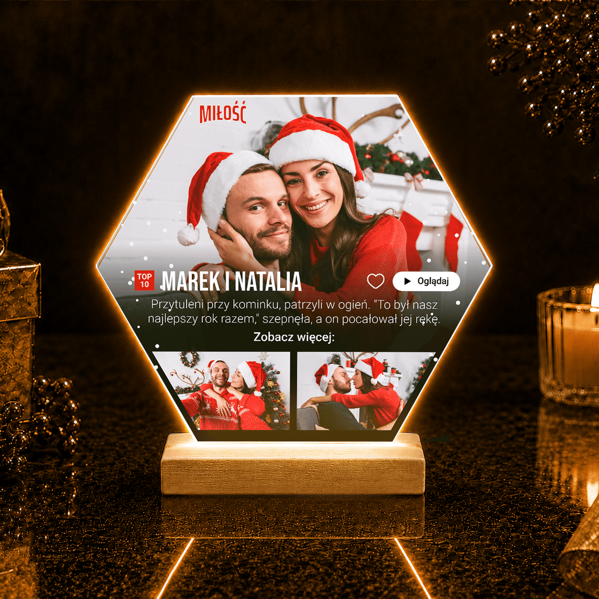 Najlepszy rok razem - Druk na szkle, spersonalizowany prezent dla dziewczyny - idamell.com