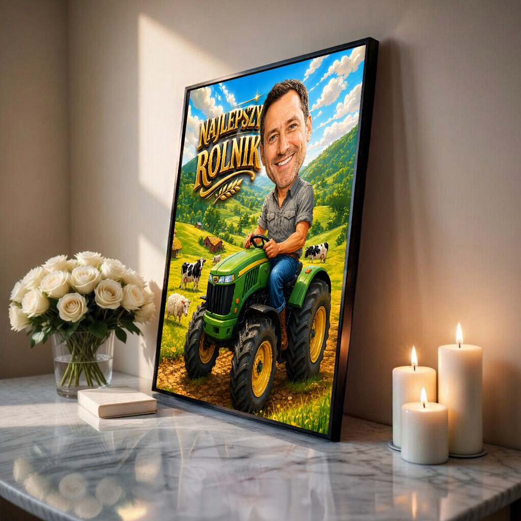 Najlepszy rolnik ilustracja - plakat, spersonalizowany prezent dla niego - idamell.com
