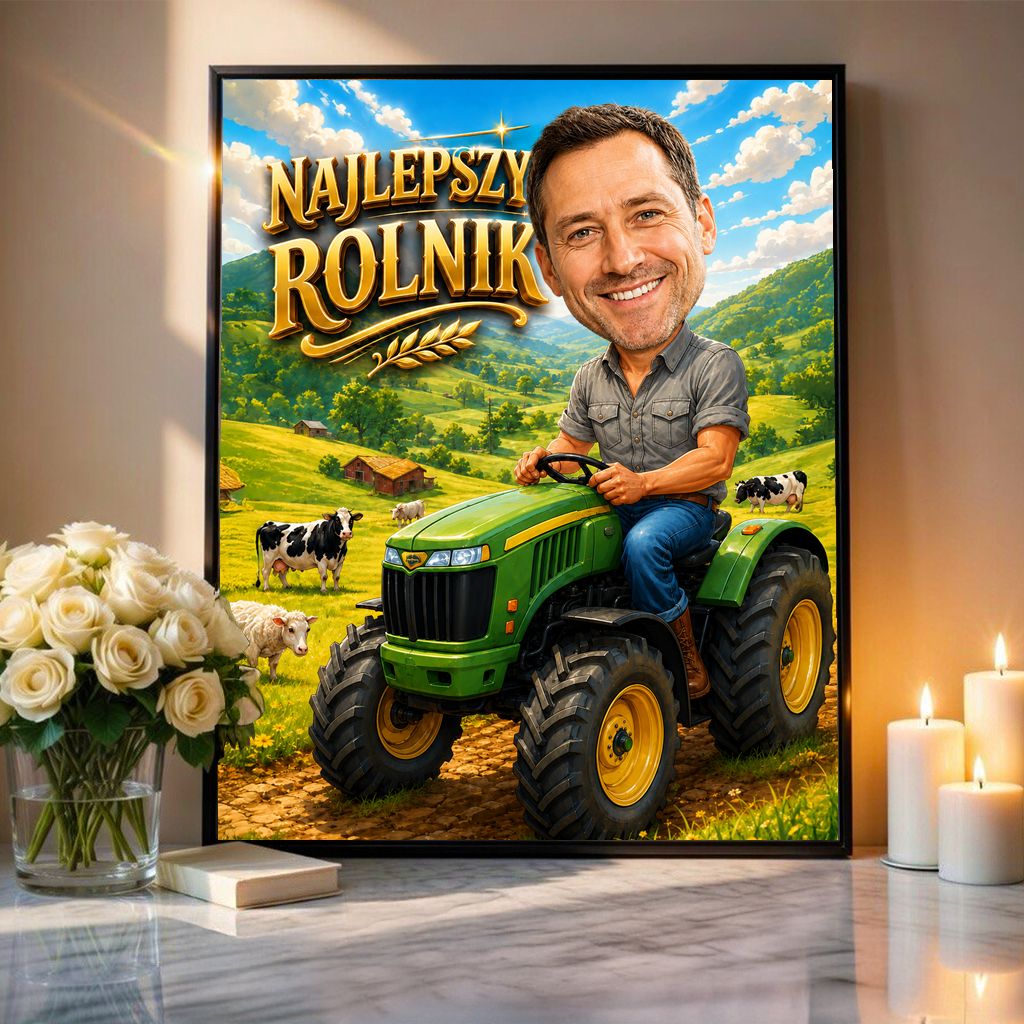 Najlepszy rolnik ilustracja - plakat, spersonalizowany prezent dla niego - idamell.com