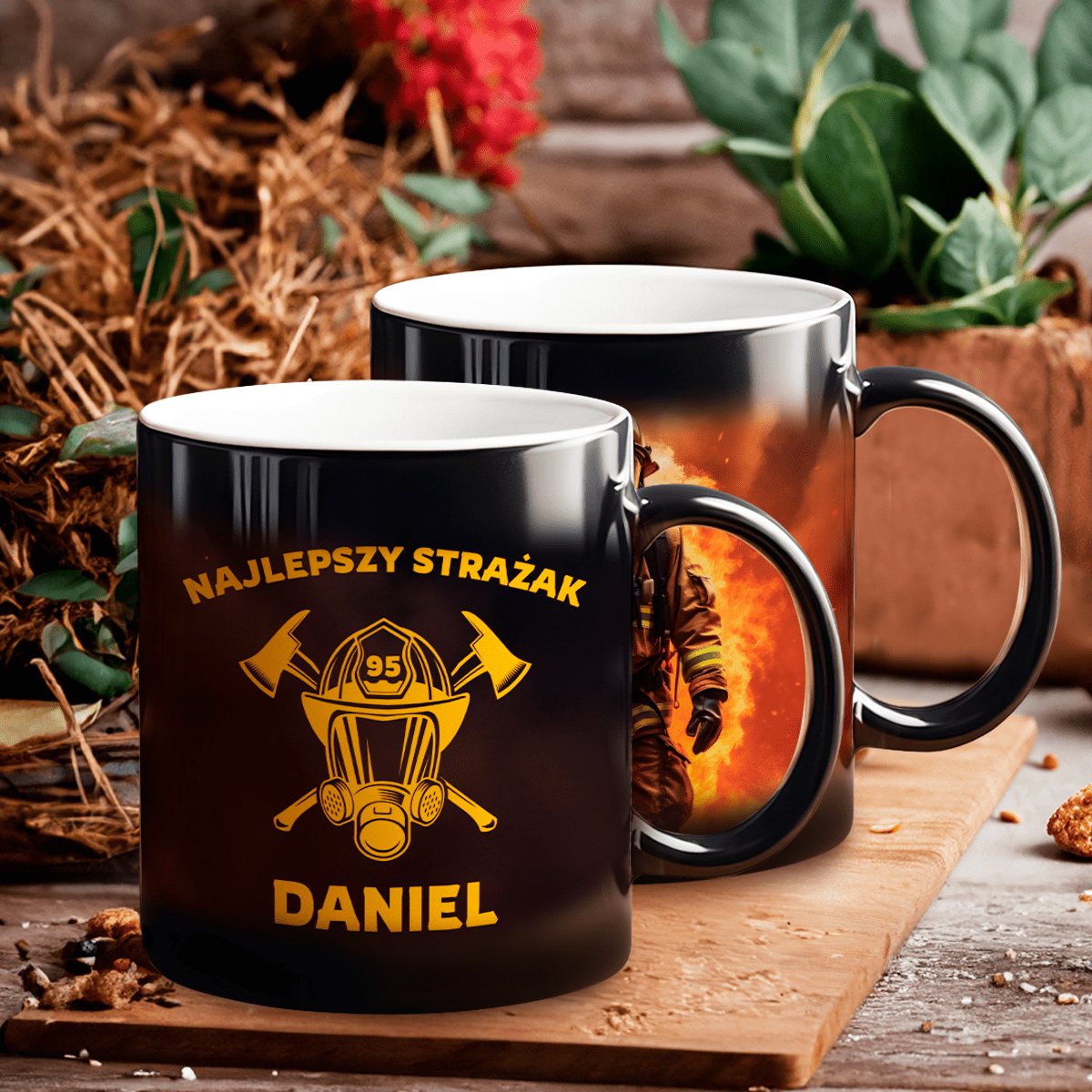 Najlepszy strażak - 1x Kubek magiczny z nadrukiem, spersonalizowany prezent dla strażaka - idamell.com