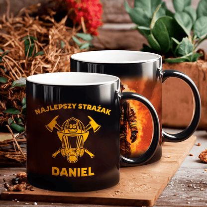 Najlepszy strażak - 1x Kubek magiczny z nadrukiem, spersonalizowany prezent dla strażaka - idamell.com
