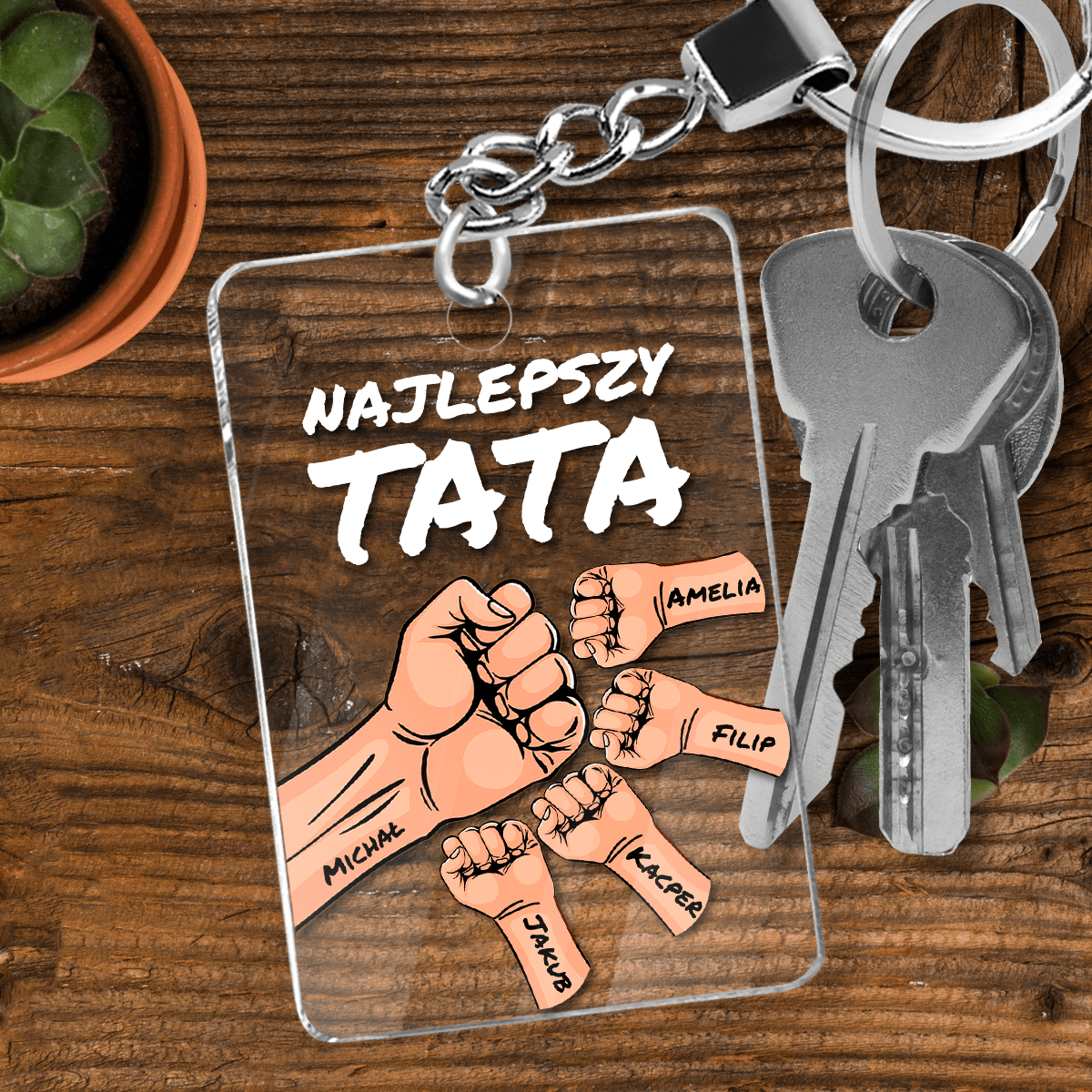 Najlepszy tata Clipart - brelok do kluczy, spersonalizowany prezent dla taty - idamell.com