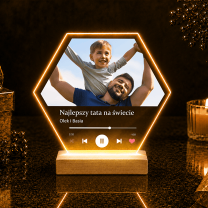 Najlepszy tata na świecie Spotify - Druk na szkle, spersonalizowany prezent dla taty - idamell.com