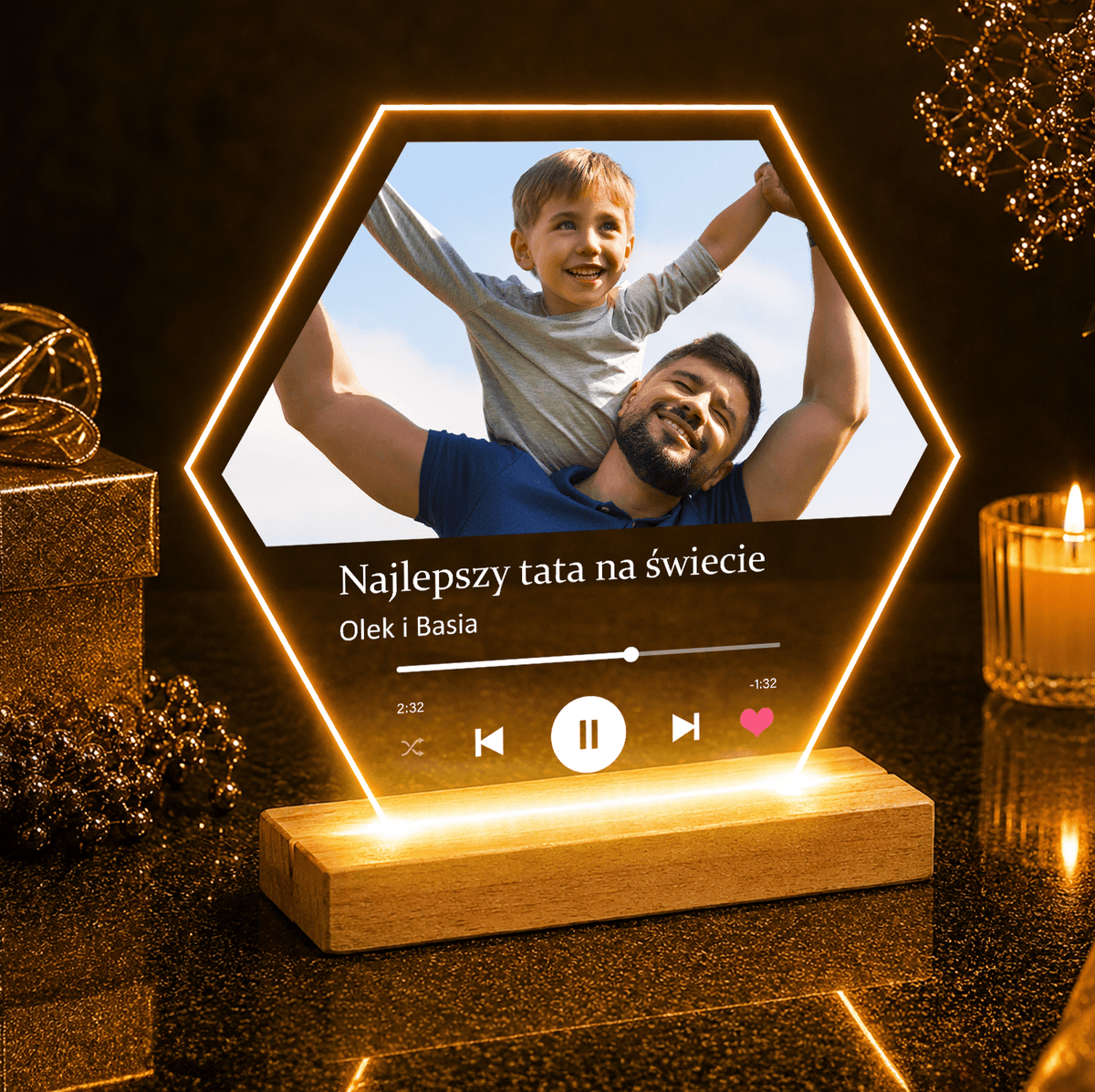 Najlepszy tata na świecie Spotify - Druk na szkle, spersonalizowany prezent dla taty - idamell.com