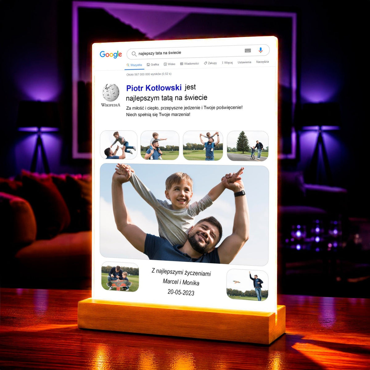Najlepszy tata na świecie Wikipedia - Druk na szkle, spersonalizowany prezent dla taty - idamell.com