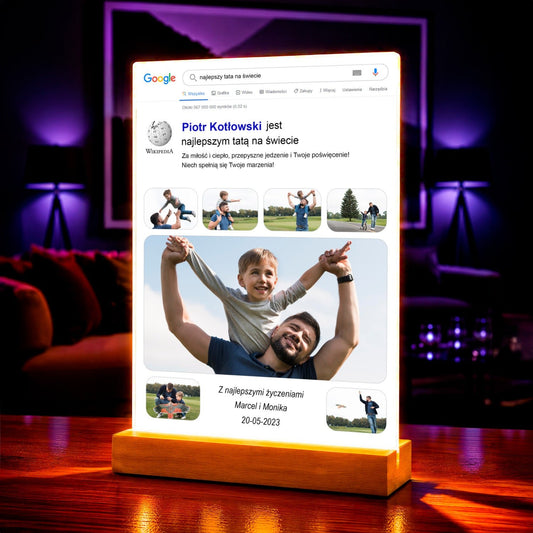 Najlepszy tata na świecie Wikipedia - Druk na szkle, spersonalizowany prezent dla taty - idamell.com