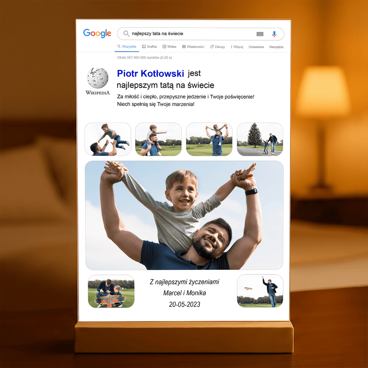 Najlepszy tata na świecie Wikipedia - Druk na szkle, spersonalizowany prezent dla taty - idamell.com