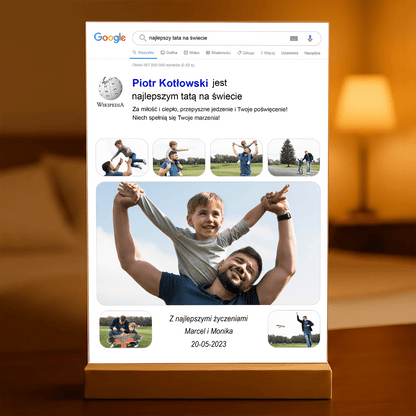 Najlepszy tata na świecie Wikipedia - Druk na szkle, spersonalizowany prezent dla taty - idamell.com