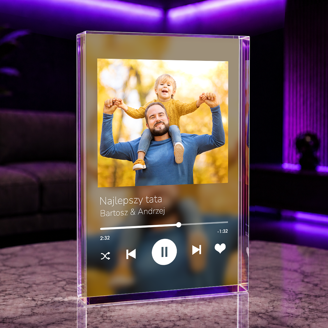Najlepszy tata - Spotify - Druk na szkle, spersonalizowany prezent dla taty - idamell.com