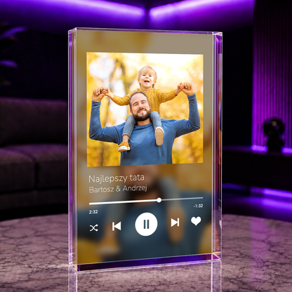 Najlepszy tata - Spotify - Druk na szkle, spersonalizowany prezent dla taty - idamell.com