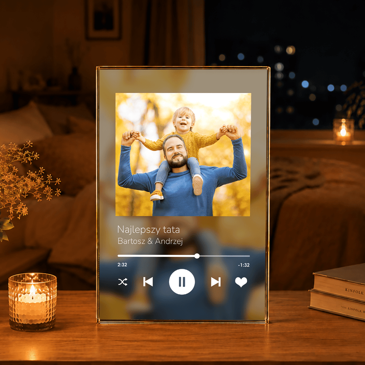 Najlepszy tata - Spotify - Druk na szkle, spersonalizowany prezent dla taty - idamell.com