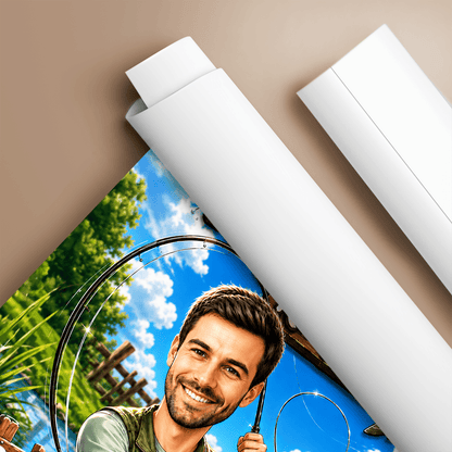 Najlepszy wędkarz ilustracja - plakat, spersonalizowany prezent dla wędkarza - idamell.com